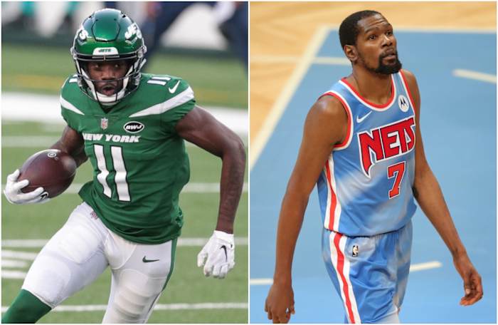 Jets WR Denzel Mims, Nets star Kevin Durant